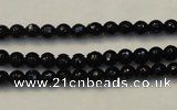 CTO106 15.5 inches 5mm faceted round natural black tourmaline beads