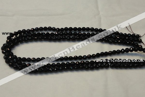 CTO108 15.5 inches 8mm faceted round natural black tourmaline beads