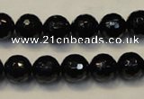 CTO109 15.5 inches 10mm faceted round natural black tourmaline beads