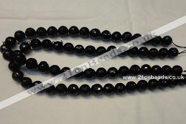 CTO109 15.5 inches 10mm faceted round natural black tourmaline beads