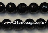 CTO110 15.5 inches 12mm faceted round natural black tourmaline beads