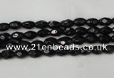 CTO115 15.5 inches 4*6mm faceted rice black tourmaline beads