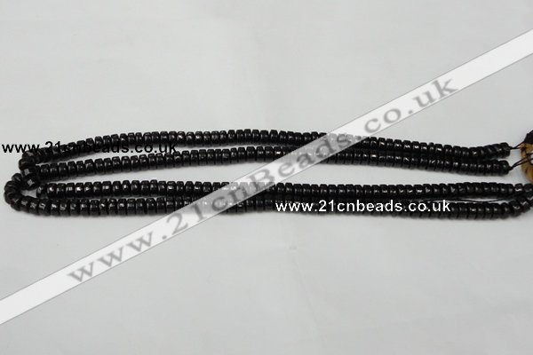 CTO122 15.5 inches 4*8mm rondelle black tourmaline beads