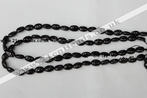 CTO123 15.5 inches 8*12mm oval black tourmaline beads