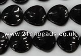 CTO129 15.5 inches 16mm twisted coin black tourmaline beads