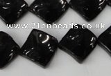 CTO130 15.5 inches 15*15mm twisted diamond black tourmaline beads