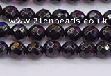 CTO135 15.5 inches 4mm faceted round black tourmaline beads