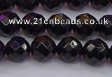 CTO137 15.5 inches 8mm faceted round black tourmaline beads