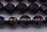 CTO138 15.5 inches 10mm faceted round black tourmaline beads