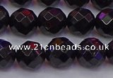 CTO138 15.5 inches 10mm faceted round black tourmaline beads