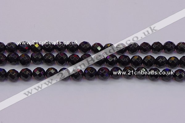 CTO138 15.5 inches 10mm faceted round black tourmaline beads