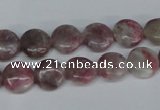 CTO202 15.5 inches 10mm flat round pink tourmaline gemstone beads