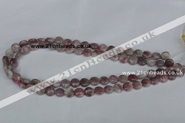 CTO202 15.5 inches 10mm flat round pink tourmaline gemstone beads