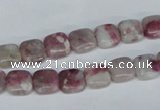 CTO205 15.5 inches 8*8mm square pink tourmaline gemstone beads