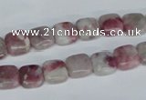 CTO206 15.5 inches 10*10mm square pink tourmaline gemstone beads