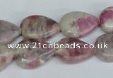 CTO214 15.5 inches 13*18mm flat teardrop pink tourmaline gemstone beads