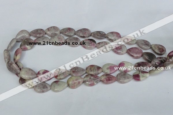 CTO214 15.5 inches 13*18mm flat teardrop pink tourmaline gemstone beads