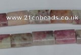 CTO215 15.5 inches 10*14mm flat tube pink tourmaline gemstone beads