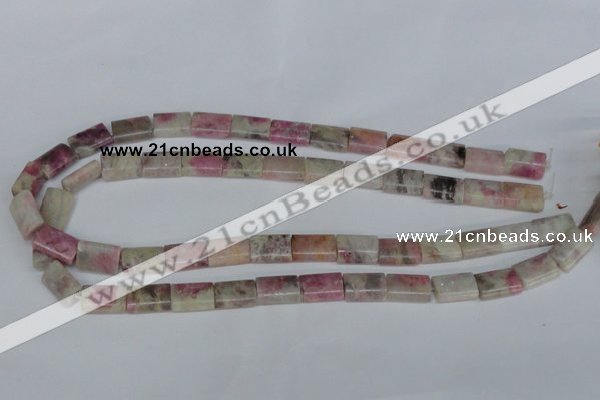 CTO215 15.5 inches 10*14mm flat tube pink tourmaline gemstone beads