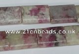 CTO216 15.5 inches 15*20mm flat tube pink tourmaline gemstone beads