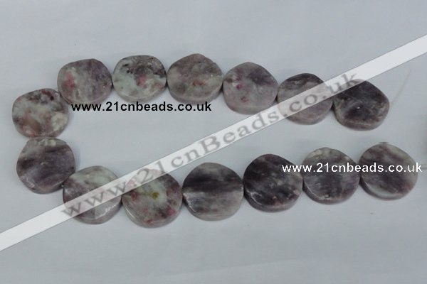 CTO234 15.5 inches 30mm wavy coin tourmaline gemstone beads