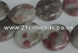CTO235 15.5 inches 20mm flat round pink tourmaline gemstone beads