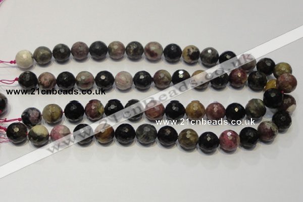 CTO31 15.5 inches 14mm faceted round natural tourmaline beads