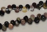 CTO37 15.5 inches 5*8mm flat teardrop natural tourmaline beads