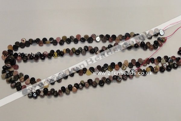 CTO37 15.5 inches 5*8mm flat teardrop natural tourmaline beads