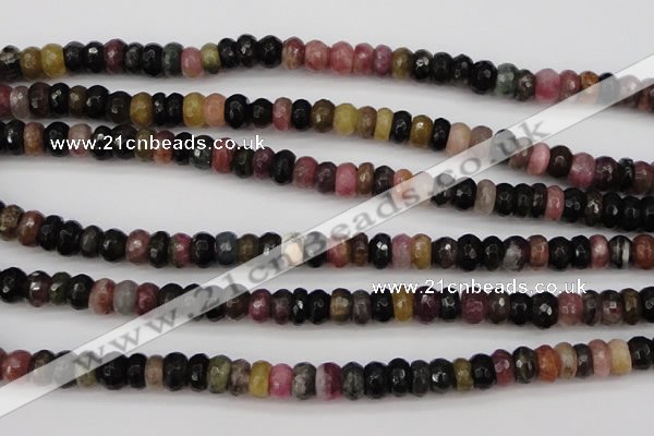 CTO376 15.5 inches 4*6mm faceted rondelle natural tourmaline beads