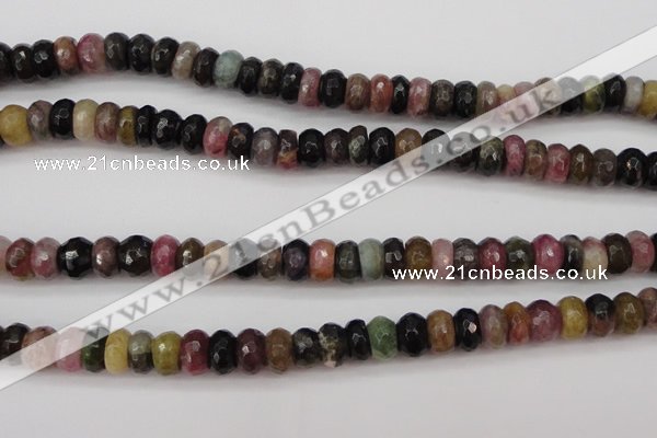 CTO377 15.5 inches 5*8mm faceted rondelle natural tourmaline beads