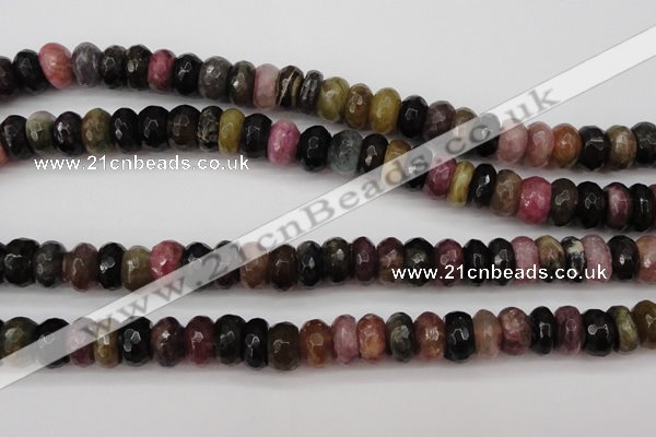 CTO378 15.5 inches 6*10mm faceted rondelle natural tourmaline beads