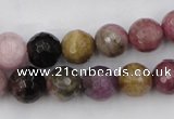 CTO45 15.5 inches 8mm faceted round natural tourmaline beads