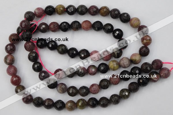 CTO46 15.5 inches 10mm faceted round natural tourmaline beads