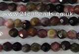 CTO460 15.5 inches 4mm faceted round natural tourmaline gemstone beads