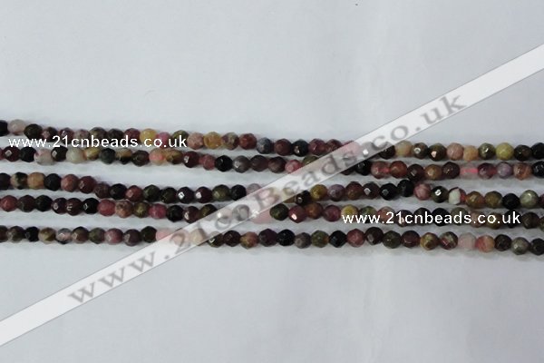 CTO460 15.5 inches 4mm faceted round natural tourmaline gemstone beads