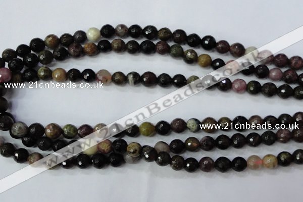 CTO462 15.5 inches 7mm faceted round natural tourmaline gemstone beads