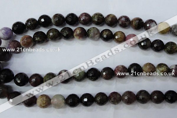 CTO466 15.5 inches 11mm faceted round natural tourmaline gemstone beads