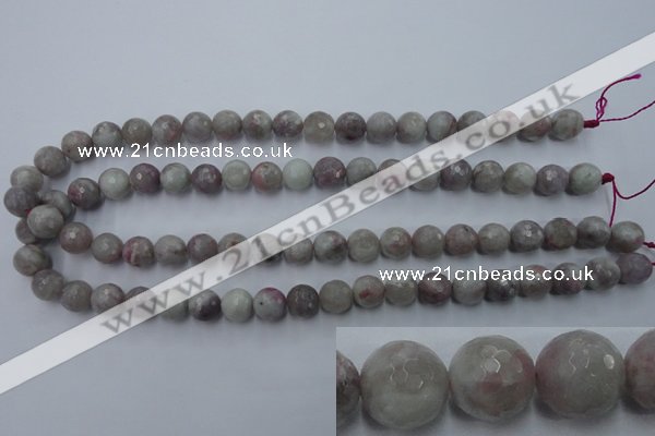 CTO483 15.5 inches 10mm faceted round pink tourmaline gemstone beads