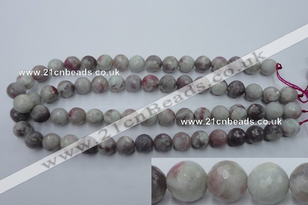 CTO484 15.5 inches 12mm faceted round pink tourmaline gemstone beads