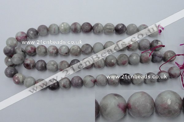 CTO485 15.5 inches 14mm faceted round pink tourmaline gemstone beads