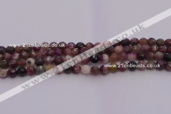 CTO635 15.5 inches 6mm faceted round tourmaline gemstone beads