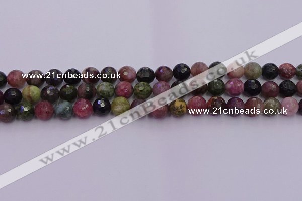 CTO636 15.5 inches 8mm faceted round tourmaline gemstone beads