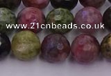 CTO637 15.5 inches 10mm faceted round tourmaline gemstone beads