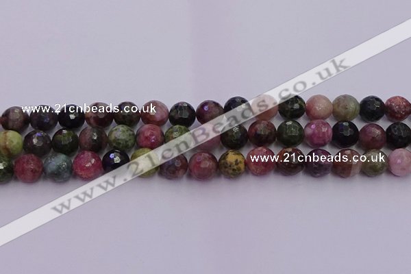 CTO637 15.5 inches 10mm faceted round tourmaline gemstone beads