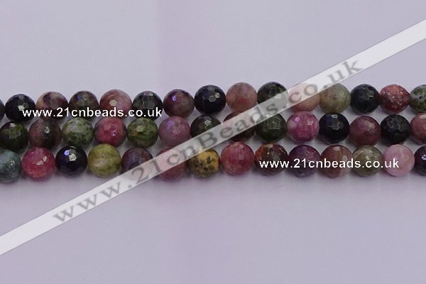 CTO638 15.5 inches 12mm faceted round tourmaline gemstone beads