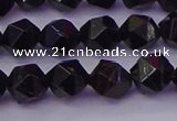 CTO645 15.5 inches 6mm faceted nuggets black tourmaline beads