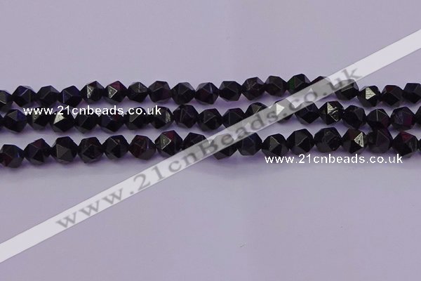 CTO645 15.5 inches 6mm faceted nuggets black tourmaline beads