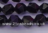 CTO647 15.5 inches 10mm faceted nuggets black tourmaline beads