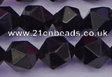 CTO648 15.5 inches 12mm faceted nuggets black tourmaline beads